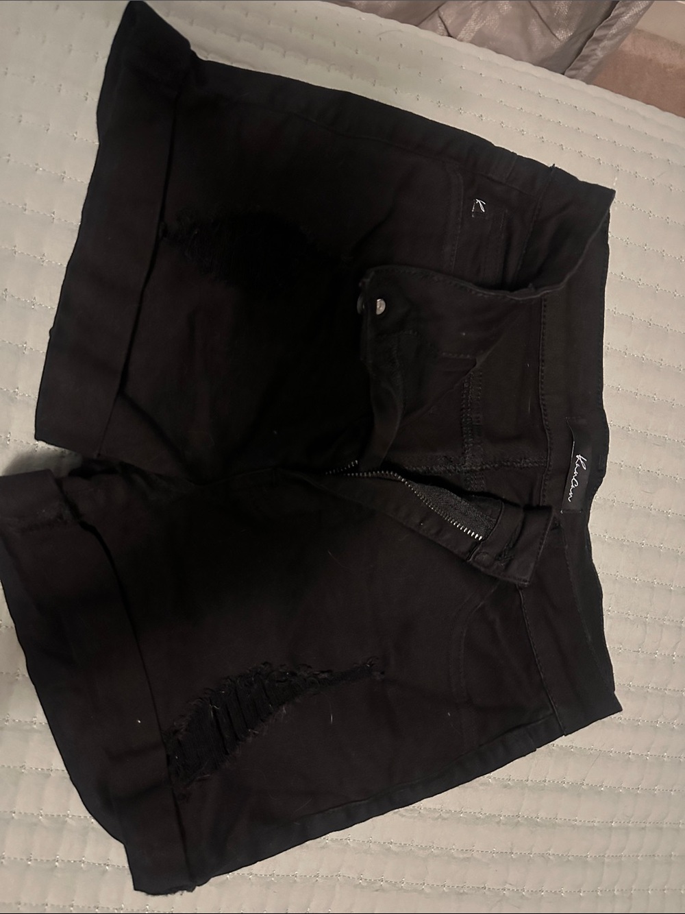 KanCan Black Distressed High-Rise Denim Shorts